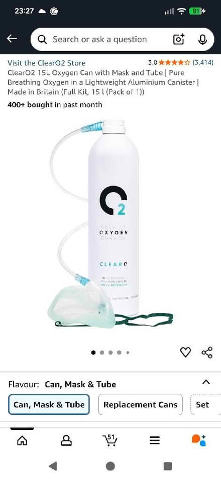 Photo of free O2 Air Cylinder (sealed) with mask (Brize Norton OX18) #1