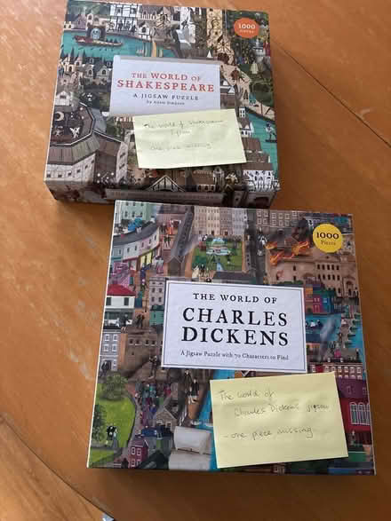 Photo of free 1000 piece Jigsaws - missing one piece (Aldcliffe LA1) #1