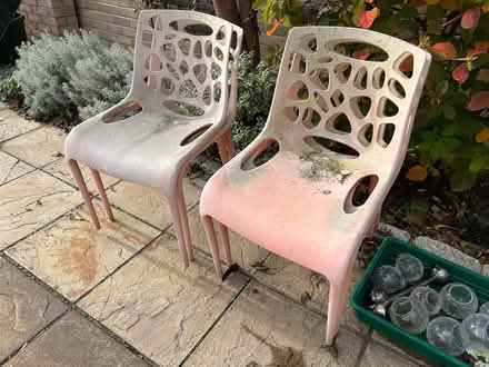 Photo of free Four plastic garden chairs (Fetcham KT22) #1