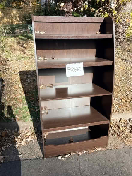 Photo of free Wooden shelf, shoe bin, & dog bed (Dale blvd) #1