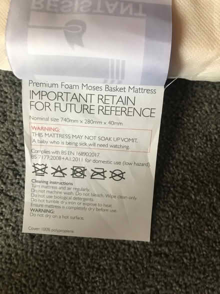 Photo of free Moses basket mattress (Whalley Range M16) #2