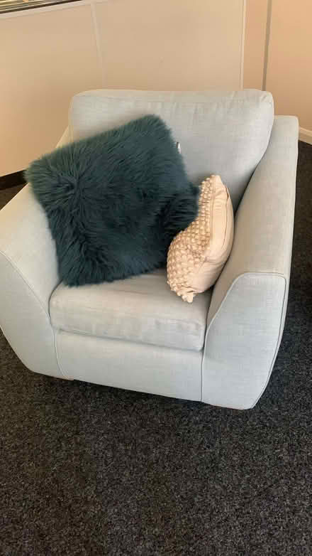 Photo of free 2 pale blue arm chairs (cushions not included) (Upper Wolvercote OX2) #1