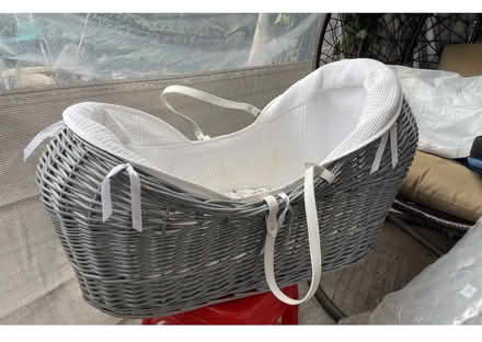 Photo of free Grey wicker Moses basket (New Malden KT3) #2
