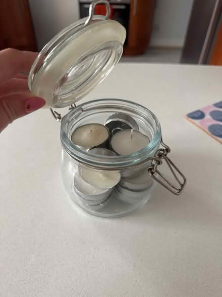 Photo of free Glass jar tea light candles (Warners End HP1) #1