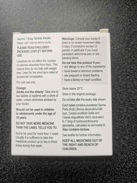 Photo of free Senna tablets (Wigston LE18) #1