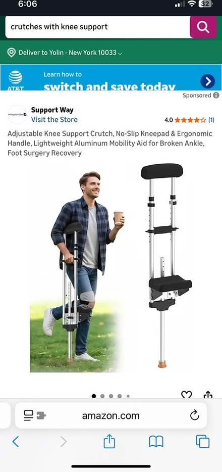 Photo of Crutch with knee support (Washington Heights) #1