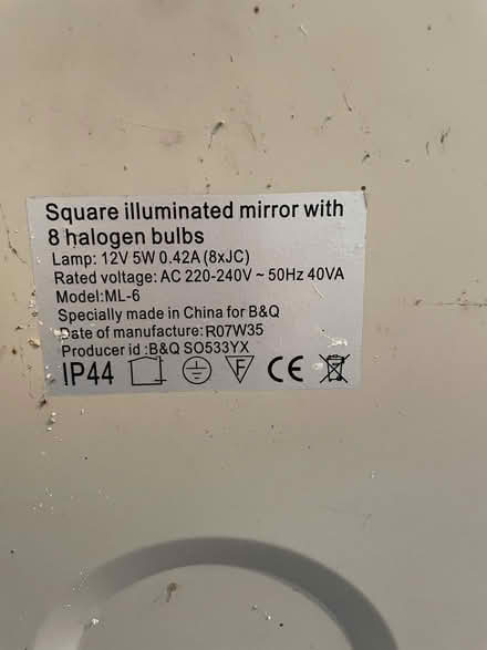 Photo of free Bathroom Mirror and light fitting in working order with all (Twyford OX17) #2