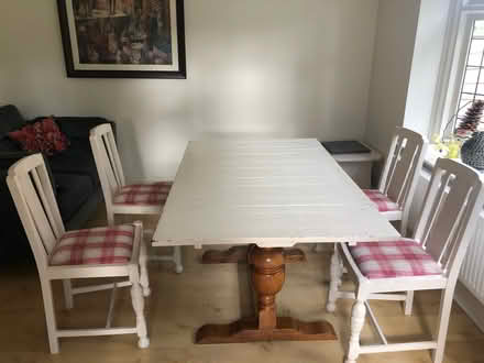 Photo of free Extending solid wood dining table & 4 chairs (Great Moor SK7) #1