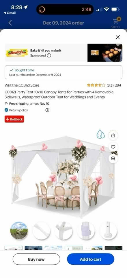 Photo of free White Portable Canopy from Walmart (East Cupertino) #2