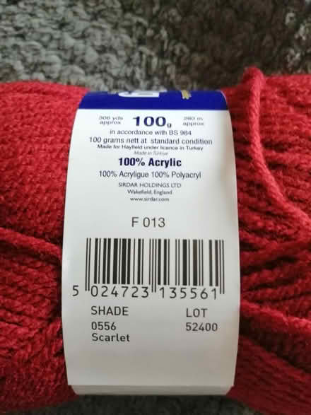 Photo of free 100g ball scarlet acrylic (Worcester) #2