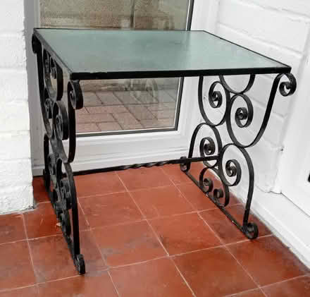 Photo of free Wrought iron table with glass top (Garden City OX5) #1