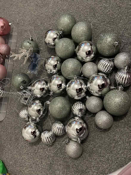 Photo of free Bundle of silver baubles and tree (ware SG12) #1