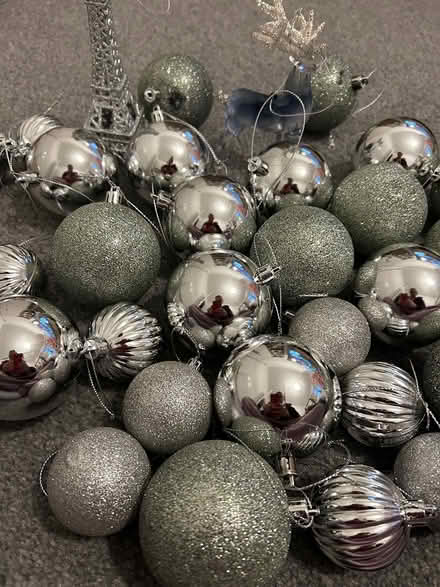 Photo of free Bundle of silver baubles and tree (ware SG12) #3