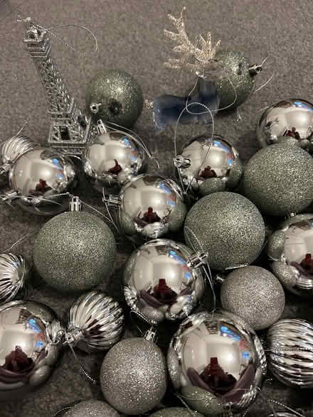 Photo of free Bundle of silver baubles and tree (ware SG12) #2