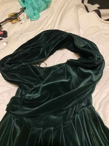 Photo of free Long dark green velvet dress for dressmaking (Hillhay PL23) #1