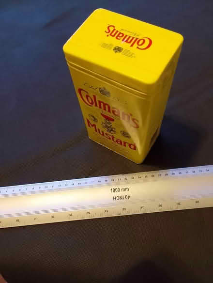 Photo of free Large Colman's tin for pencils etc (Waterlooville) #1