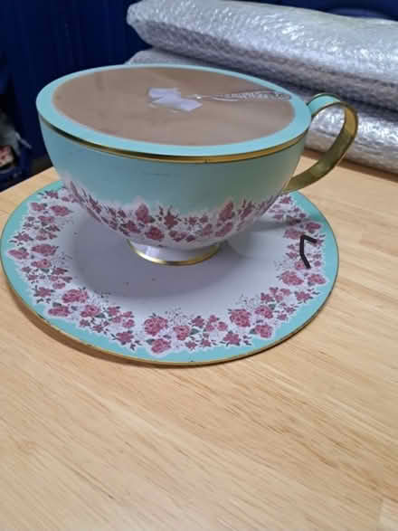 Photo of free Empty cup and Saucer biscuit tin (Shaw, OL2) #1