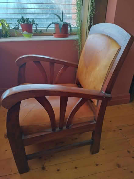 Photo of free 2 wood & leather armchairs (Bowerham LA1) #2