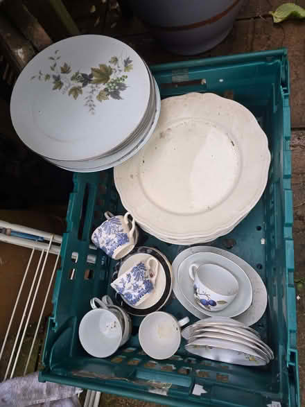 Photo of free 3 crates of China cups plates etc (Twerton) #1