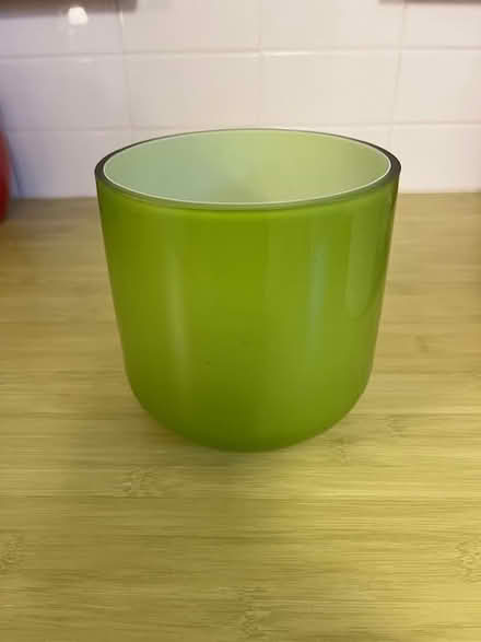 Photo of free Green Glass Plant Pot (west of Watertown Square) #1