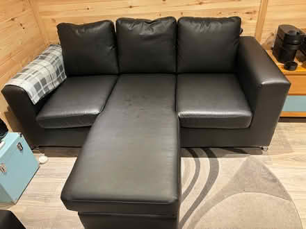 Photo of free Black leatherette 3 seater sofa (Meadowhead S8) #2
