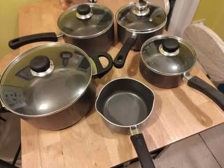Photo of free Set of 5 Tesco non-stick pans with lids (Reabrook Estate SY3) #1