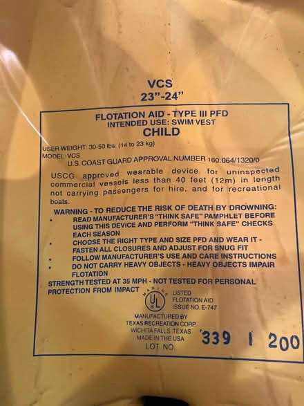 Photo of free Swim Vest for child (Farmington Hills) #2