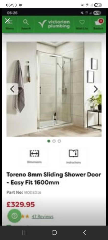 Photo of free Shower door, sliding, 1600mm (Bangor LL57) #1