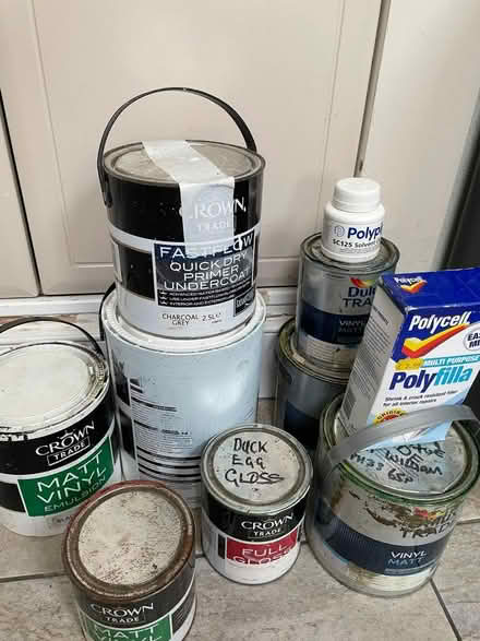 Photo of free Assorted paints & polyfiller (W4) #1