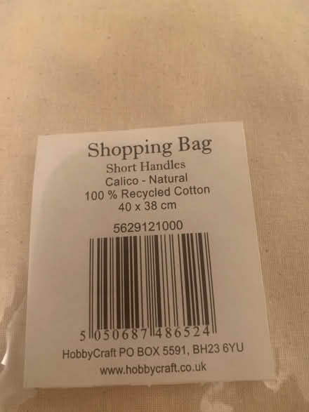 Photo of free 4 Hobbycraft calico shopping bags (Bakewell DE45) #2