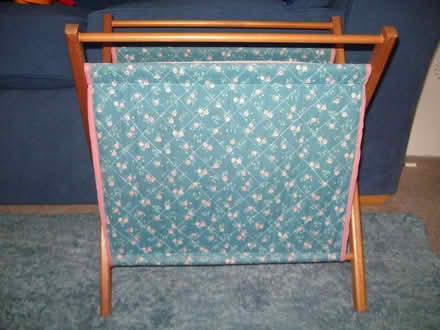 Photo of free Vintage knitting storage frame in blue with pink flowers (Great Moor SK2) #1