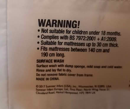 Photo of free Infant bed rail (Twyford RG10) #3