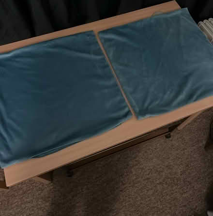 Photo of free 2 turquoise velour cushion covers (Brighton BN2 6) #1