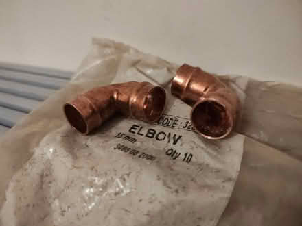 Photo of free 15mm Copper Pipe Elbows (Sarisbury Green SO31) #1