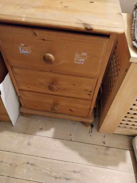 Photo of free Pine bedside cupboard 3 drawer (Fairfield Park) #1