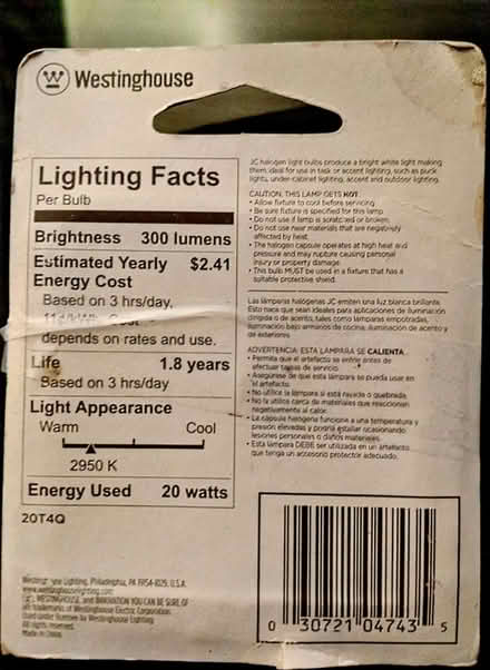 Photo of free 20W Halogen Bulb (East Village) #2