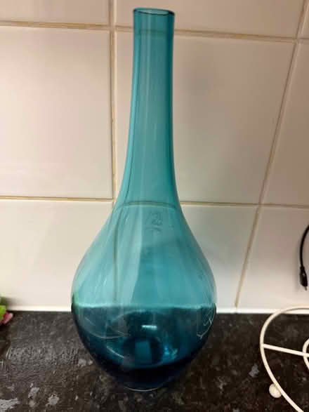 Photo of free Blue glass bottle vase (Carshalton) #1