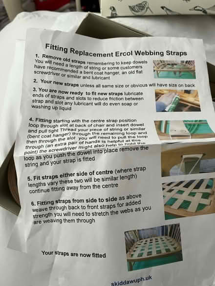 Photo of free Original Ercol webbing straps (Ash vale) #2