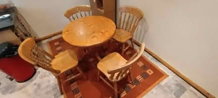 Photo of free Wood Circular Dining table and 4 chairs (Anstey LE7) #1