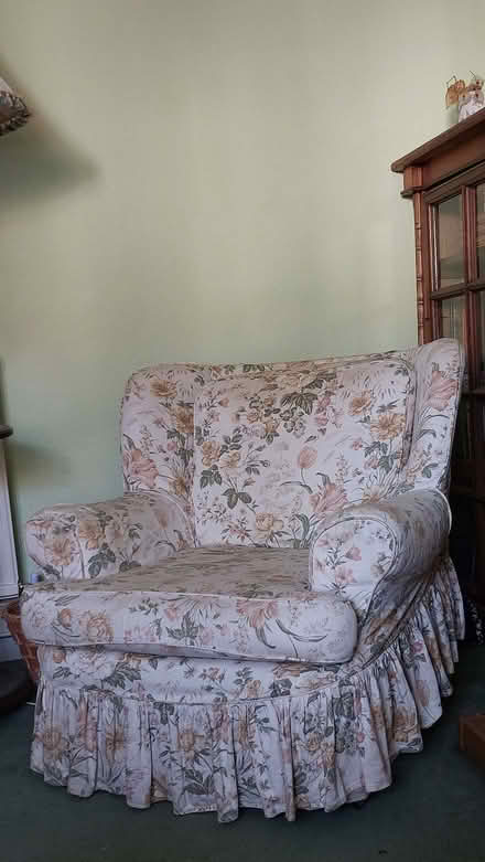 Photo of free Wide wing-backed armchair with wheels (Eastbourne BN21) #1