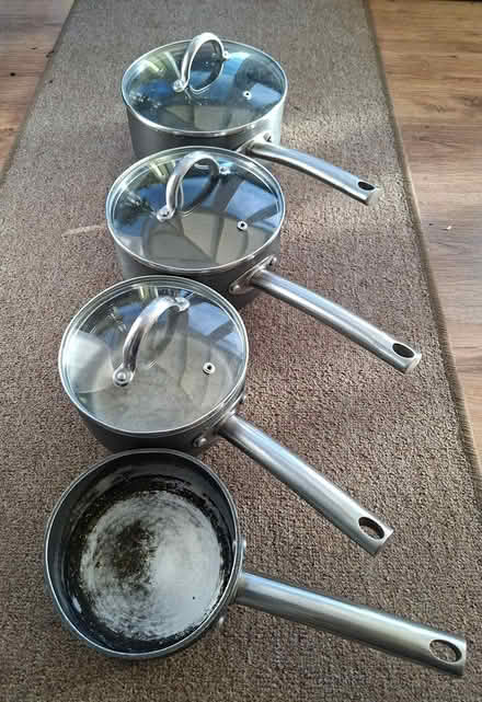 Photo of free 4 pan sauce pan set (Lavant, Chichester) #1