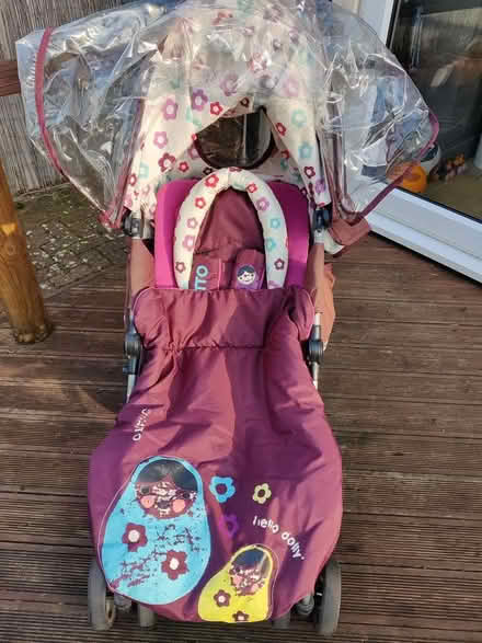 Photo of free Cosatto purple buggy with foot muff and rain cover (Woodley RG6) #1