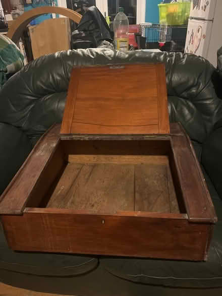 Photo of free Antique wooden desk top writing bureau with hinged lid. (Bowerham LA1) #2