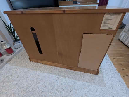 Photo of free Real pine wood side cabinet with half glass front (Colton LS15) #2