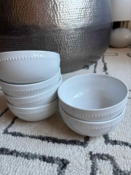 Photo of free 6 White Beaded Porcelain Bowls (Rego Park) #1