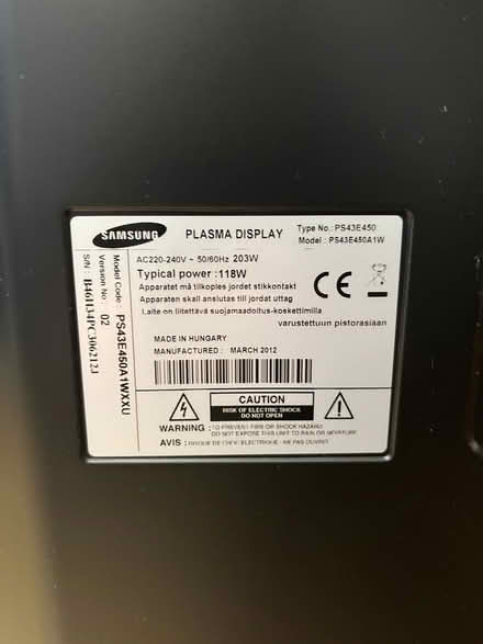 Photo of free TV Samsung 43-inch E450 2012 (N1 8PT collect only) (islington N1) #3
