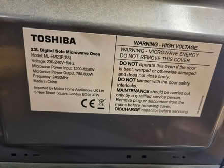 Photo of free Toshiba Microwave -Spares/Repair (Sunniside NE16) #1