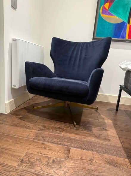 Photo of free Blue velvet chair (Enfield N13) #2