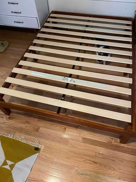 Photo of free Full sized Wood Bed Frame (Brooklyn) #1