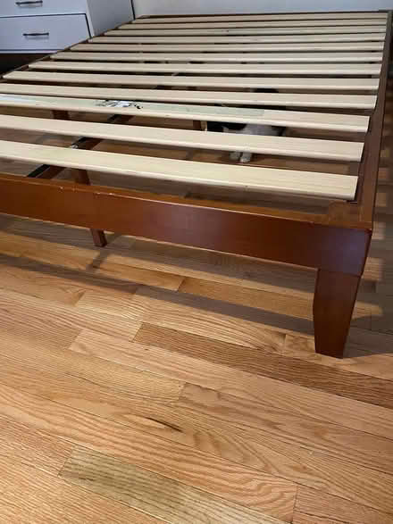 Photo of free Full sized Wood Bed Frame (Brooklyn) #2